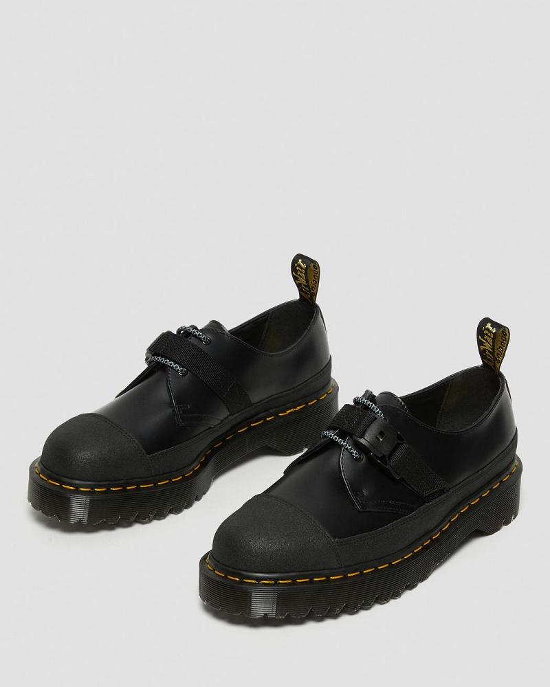 Women's Dr Martens 1461 Made In England Bex Tech Smooth Leather Oxfords Shoes Black | AU 352NWY